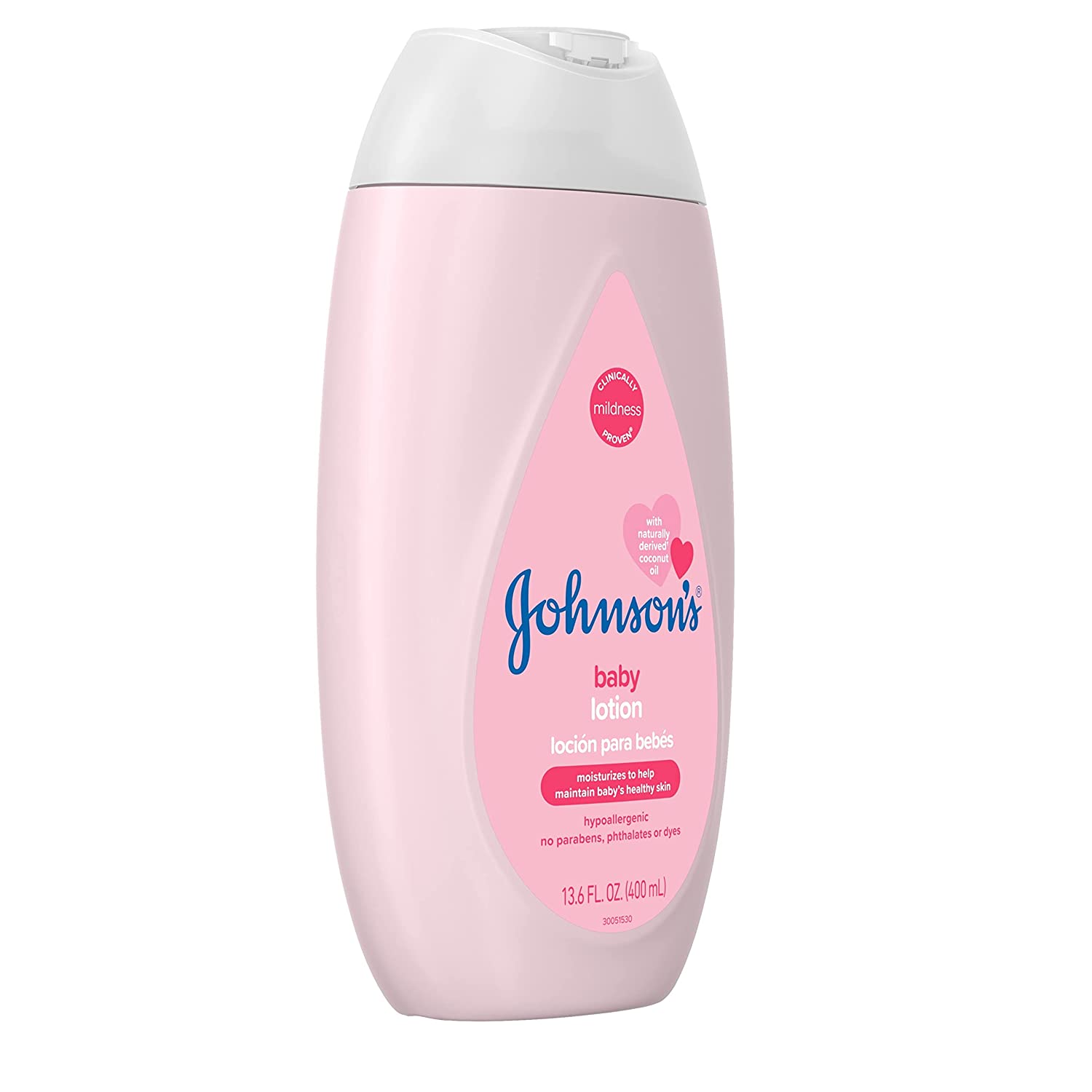 Johnson's Moisturizing Mild Pink Baby Lotion with Coconut Oil for Delicate Baby Skin, Paraben-, Phthalate- & Dye-Free, Hypoallergenic & Dermatologist-Tested, Baby Skin Care, 27.1 Fl. Oz - Image 2